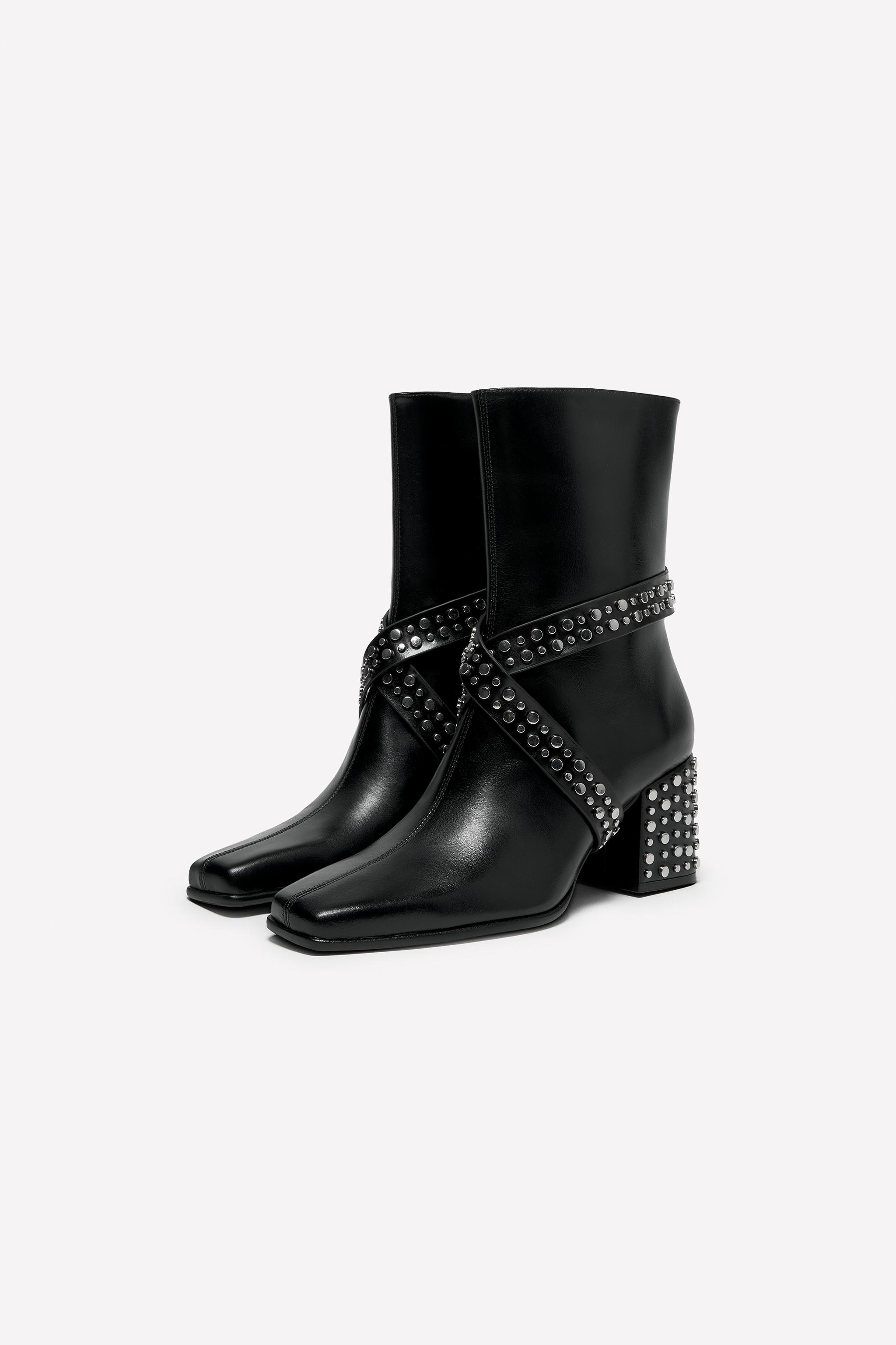 LEATHER STUDDED HEEL ANKLE BOOTS LUDOVIC DE SAINT SERNIN x ZARA